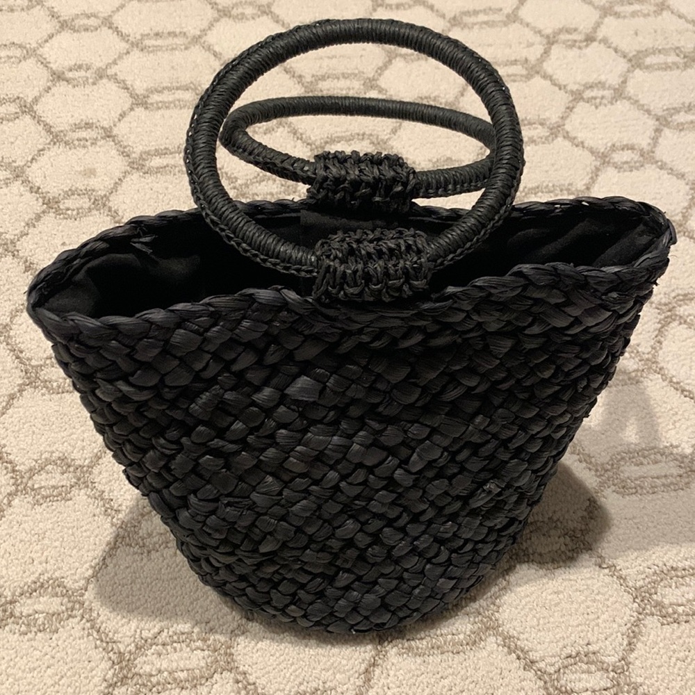 L*space black straw bucket bag